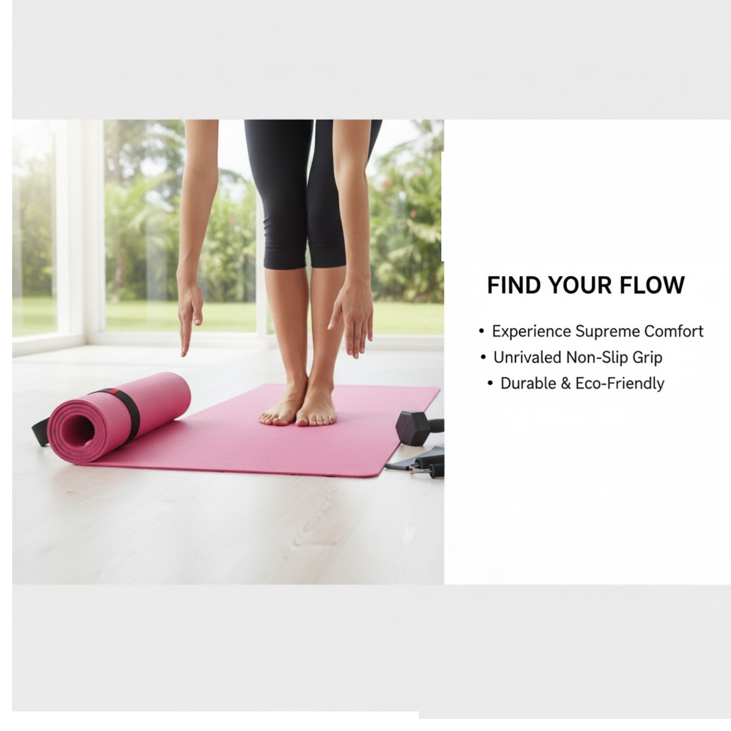 Yoga Mat Eco Friendly for Fitness Gym Non Slip Exercise Mat 180x60cm