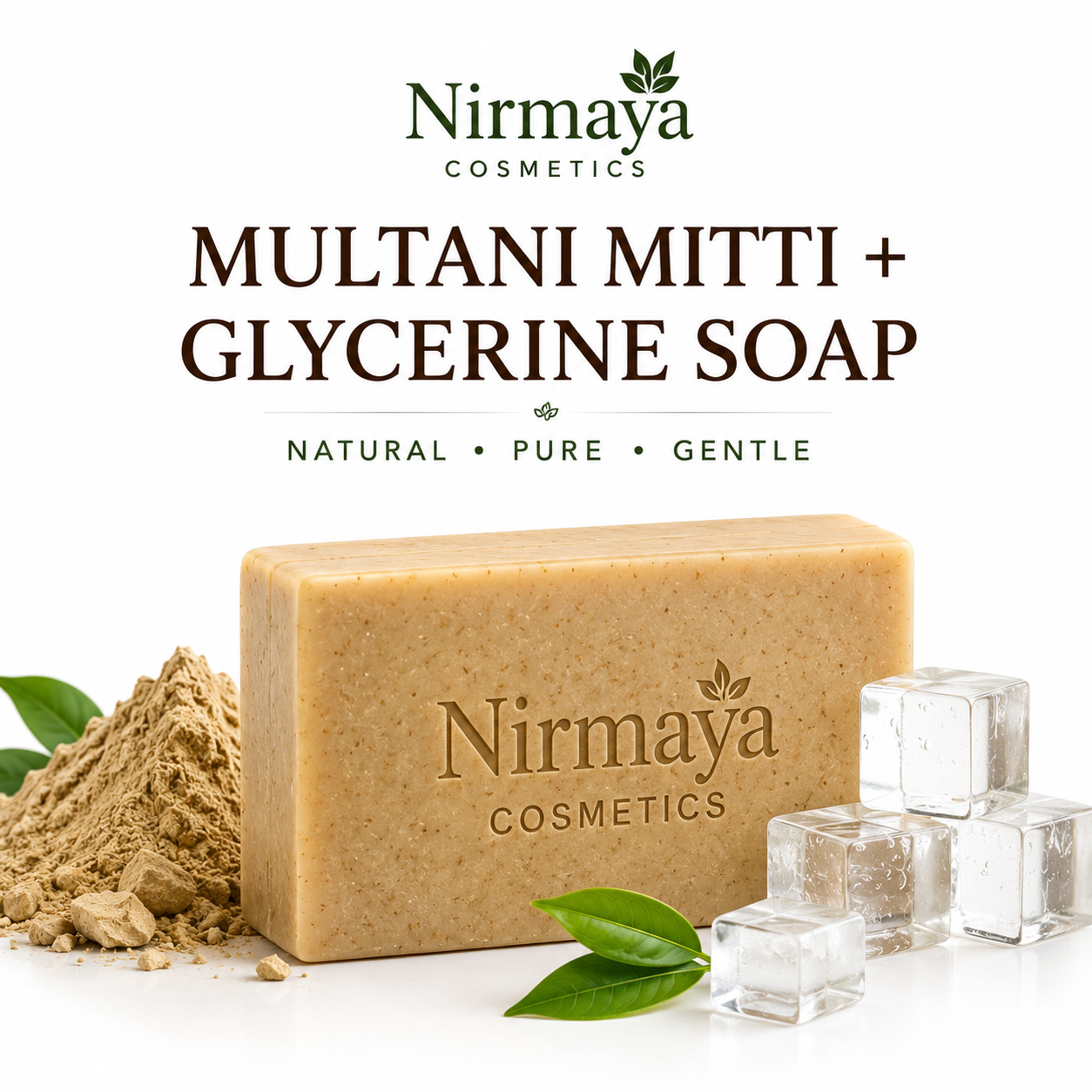 Nirmaya Cosmetics Handmade Paraben & Sulphate Free Multani Mitti Glycerine Soap Pack of 4