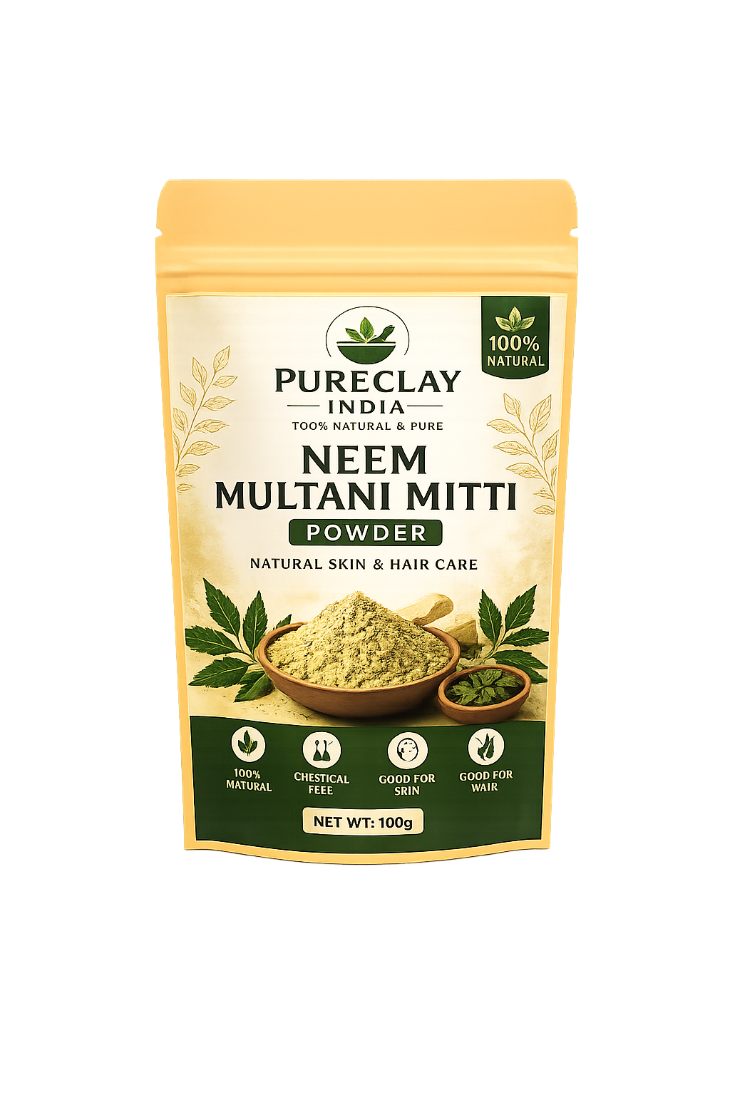 Neem Multani Mitti Powder | Natural Face Pack for Acne, Oil Control & Skin | 100g