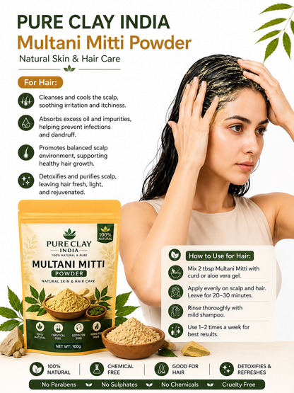 Neem Multani Mitti Powder | Natural Face Pack for Acne, Oil Control & Skin | 100g