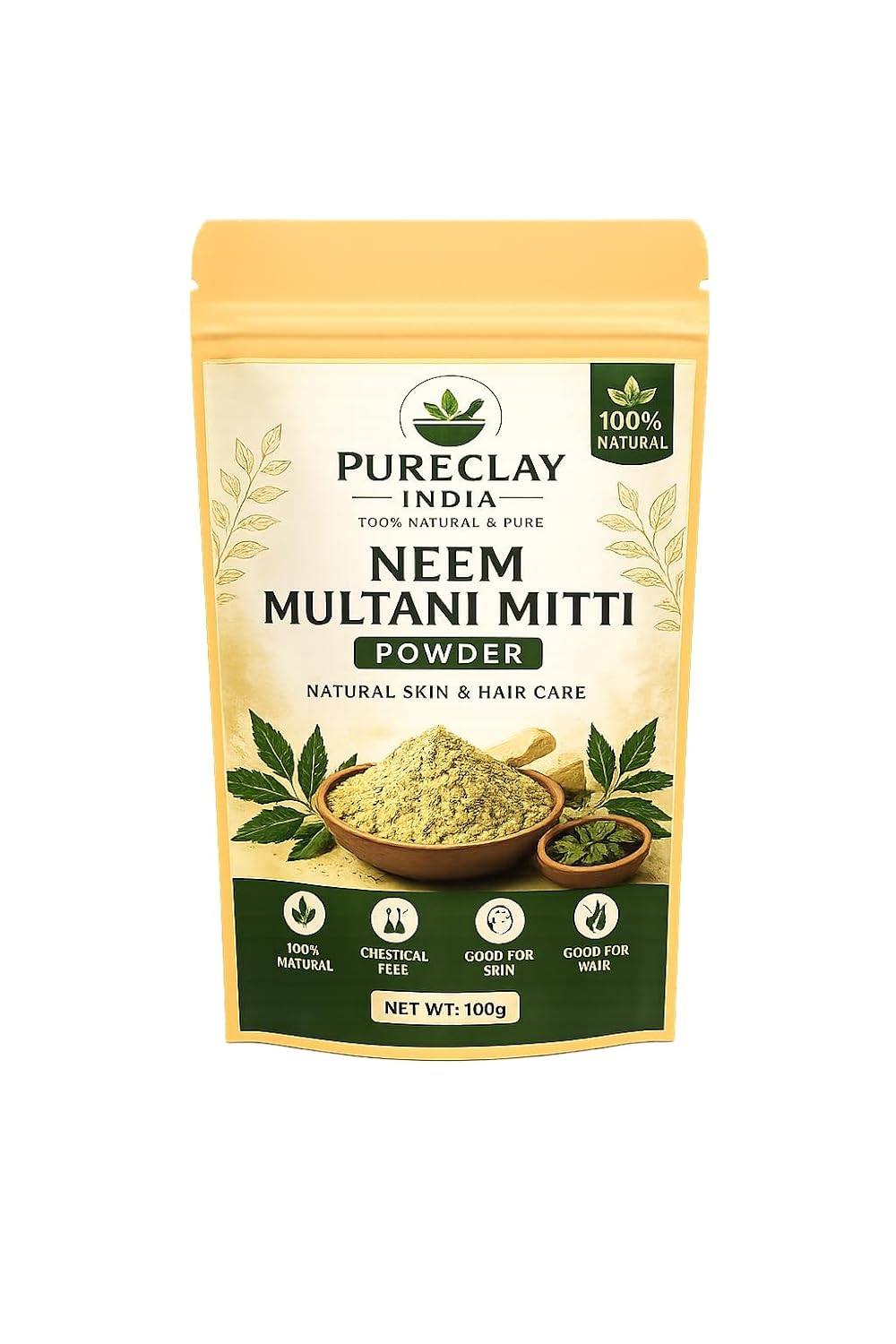 Multani Mitti Combo Pack (Original, Neem & Rose) Face Pack Powder for Skin & Hair Care | 100% Natural | Chemical Free | 100g Each (Pack of 3)