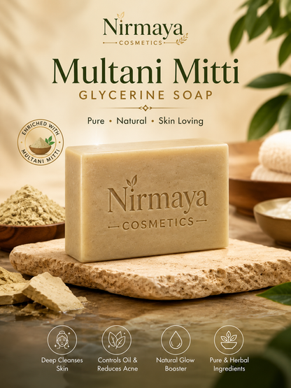 Nirmaya Cosmetics Handmade Paraben & Sulphate Free Multani Mitti Glycerine Soap Pack of 4