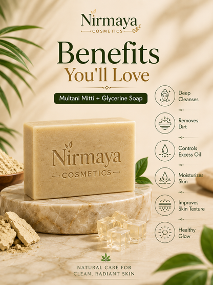 Nirmaya Cosmetics Handmade Paraben & Sulphate Free Multani Mitti Glycerine Soap Pack of 4