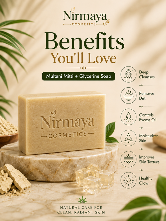 Nirmaya Cosmetics Handmade Paraben & Sulphate Free Multani Mitti Glycerine Soap Pack of 4